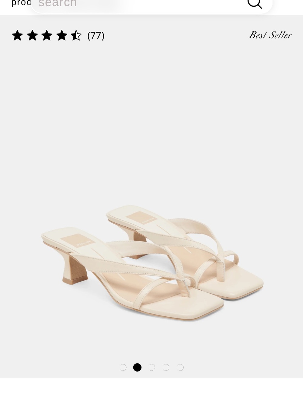 Dolce Vita Cream Square-Toe Thong Mule Heels